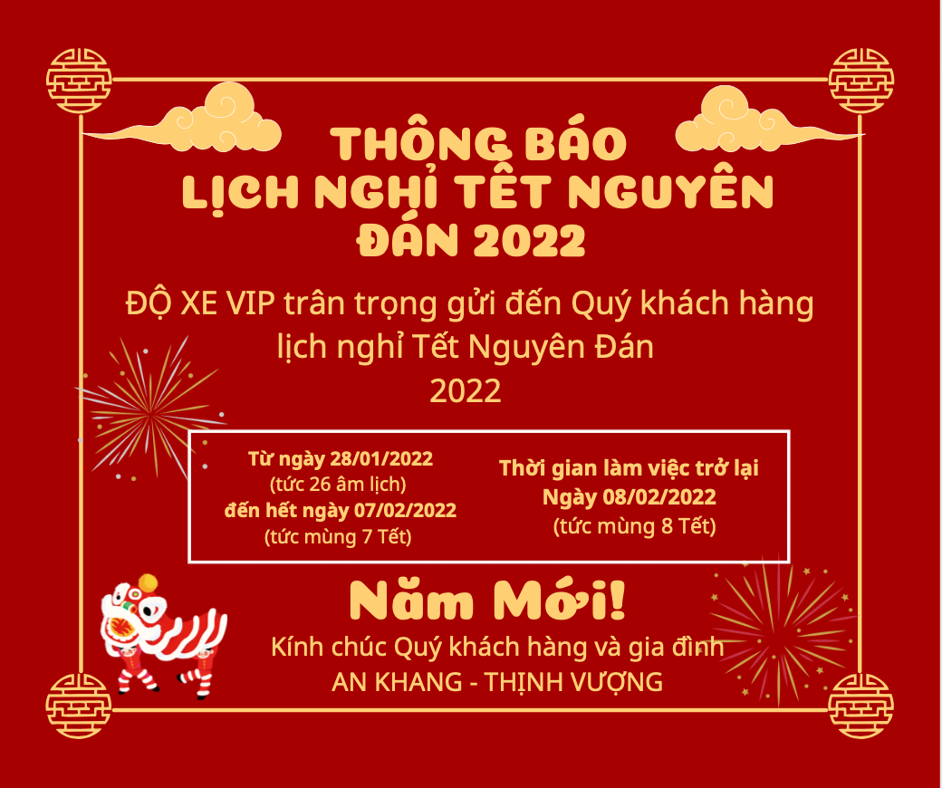 Độ Xe Vip thông báo lịch nghỉ Tết Nguyên Đán 2022